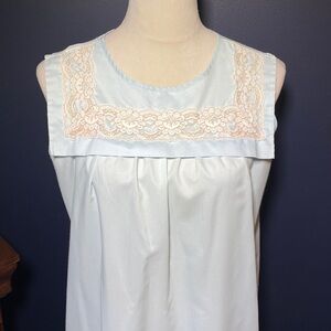 Vintage Katz Shirt Lace Trimmed Nightgown Light Blue 1970s Medium